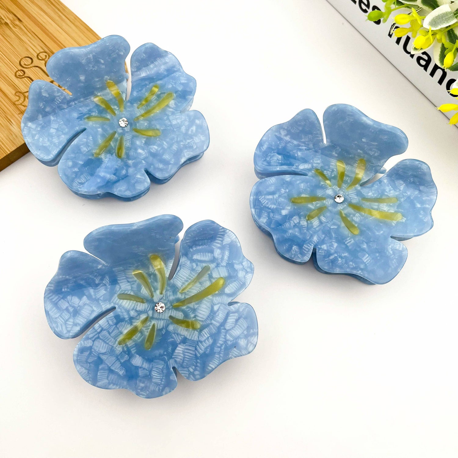 Pince à cheveux fleur d'été, pince à cheveux de plage: Bleu - DupontDupont