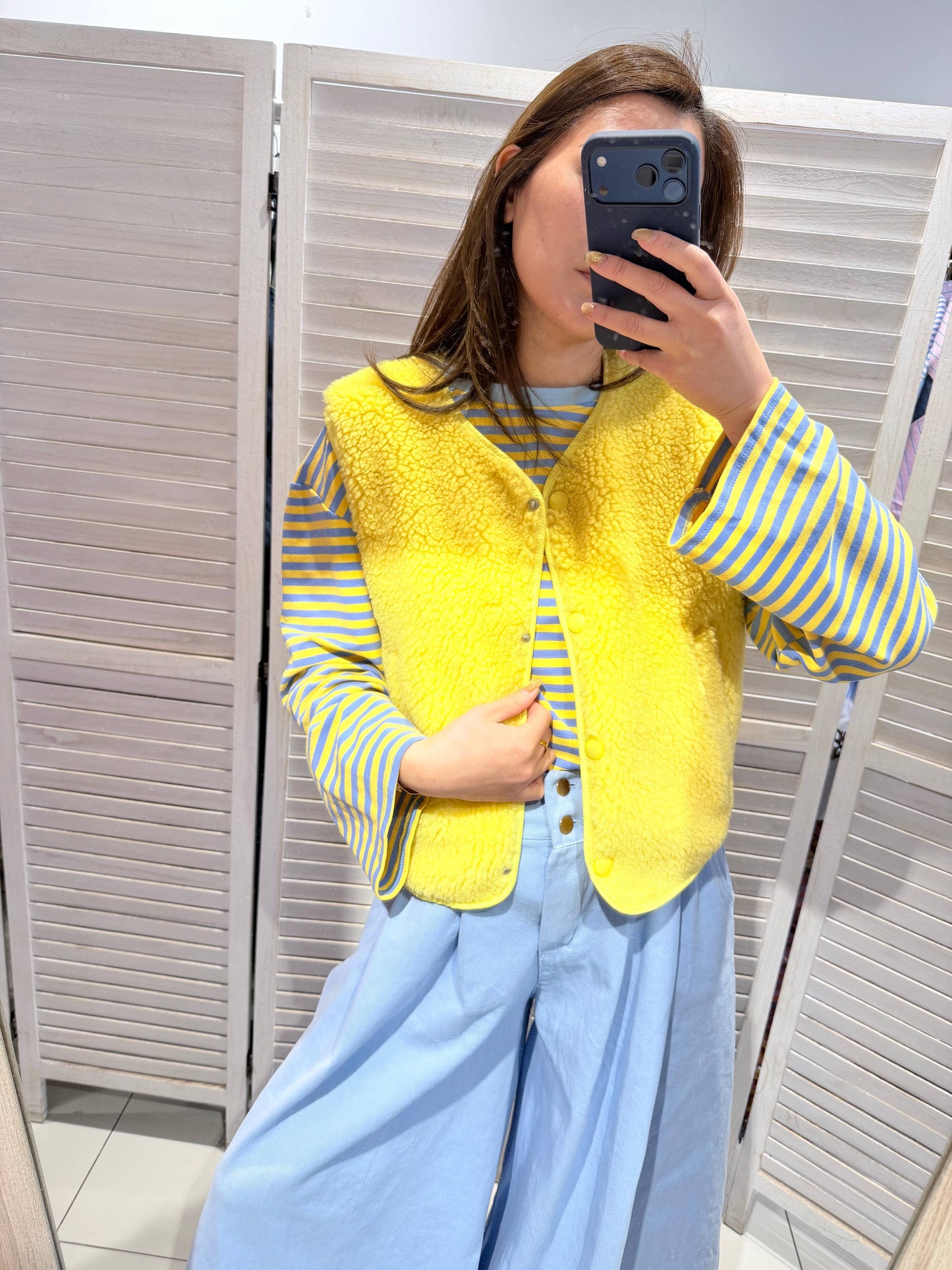 Veste tendance en fausse fourrure: Jaune / Taille unique