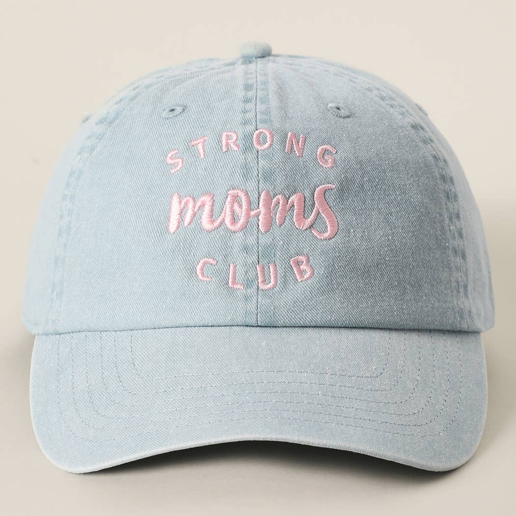 Casquette coton brodée "Strong Moms Club" Rose