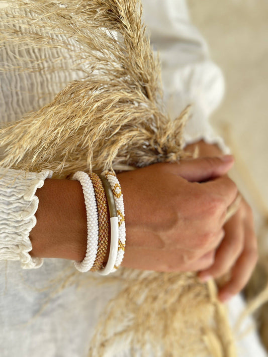 Bracelet népalais Blanc Mat