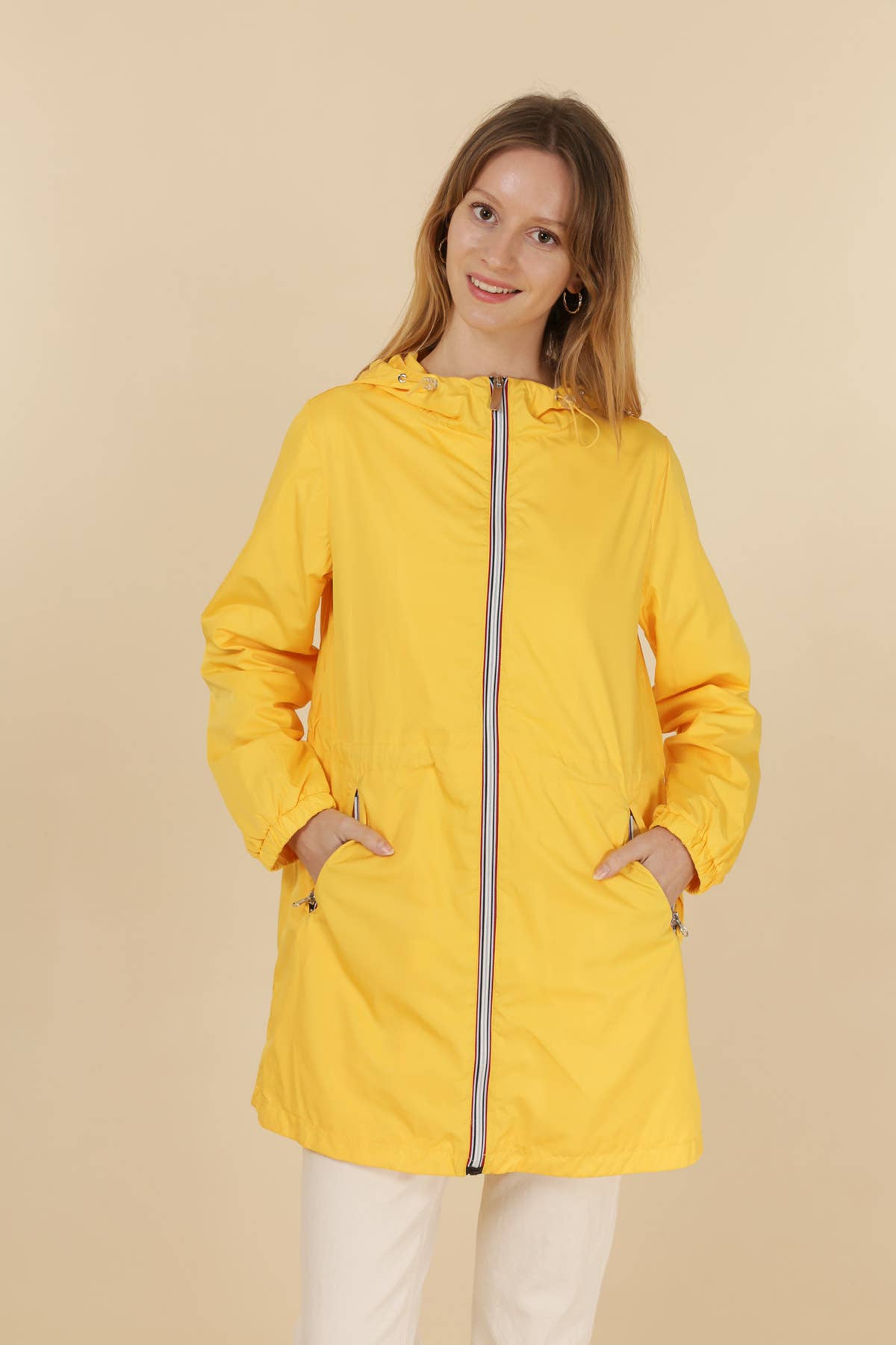 Coupe-vent long mat coupe droit avec zip coloré (empochable): Jaune - DupontDupont