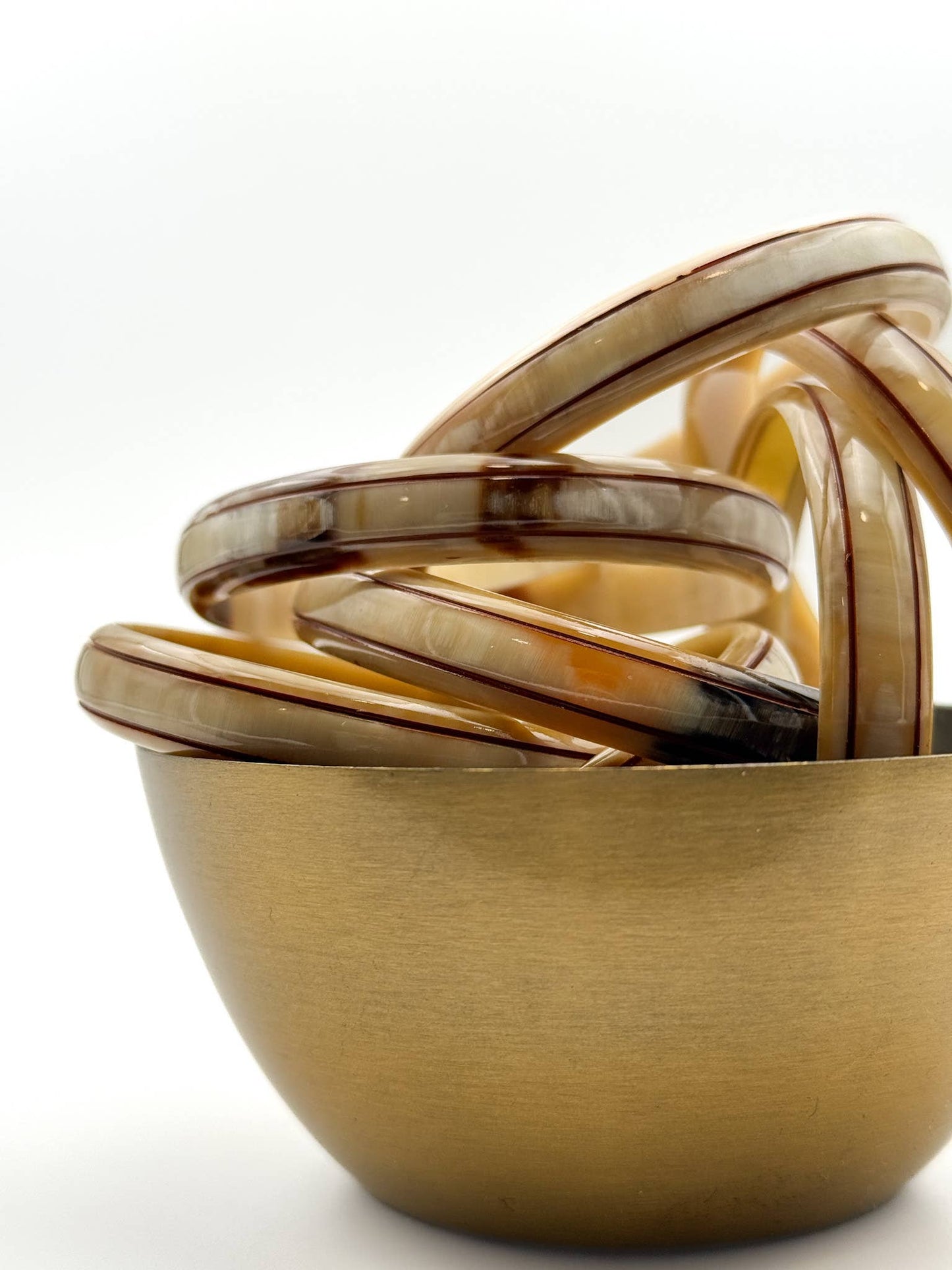 Jonc corne de buffle naturelle & lignes terracotta