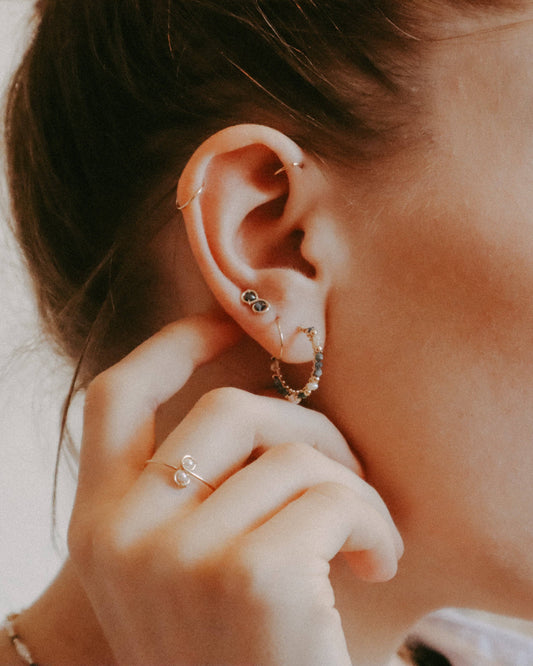 Eden - diamant bleu: Or / Perle de culture / Paire - DupontDupont