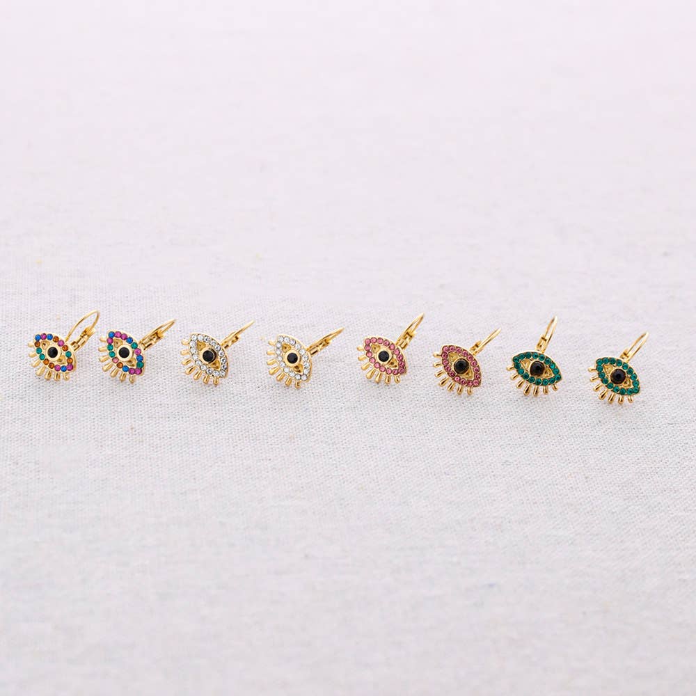 Boucles d'oreilles Acier Œil Turc Cristaux: Multicolore