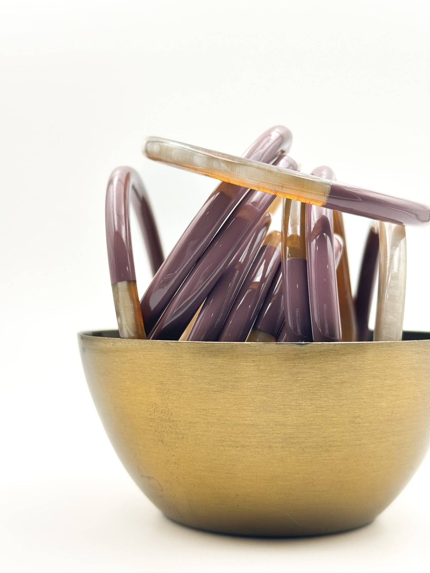 Jonc laqué en corne de buffle  Mauve poudré