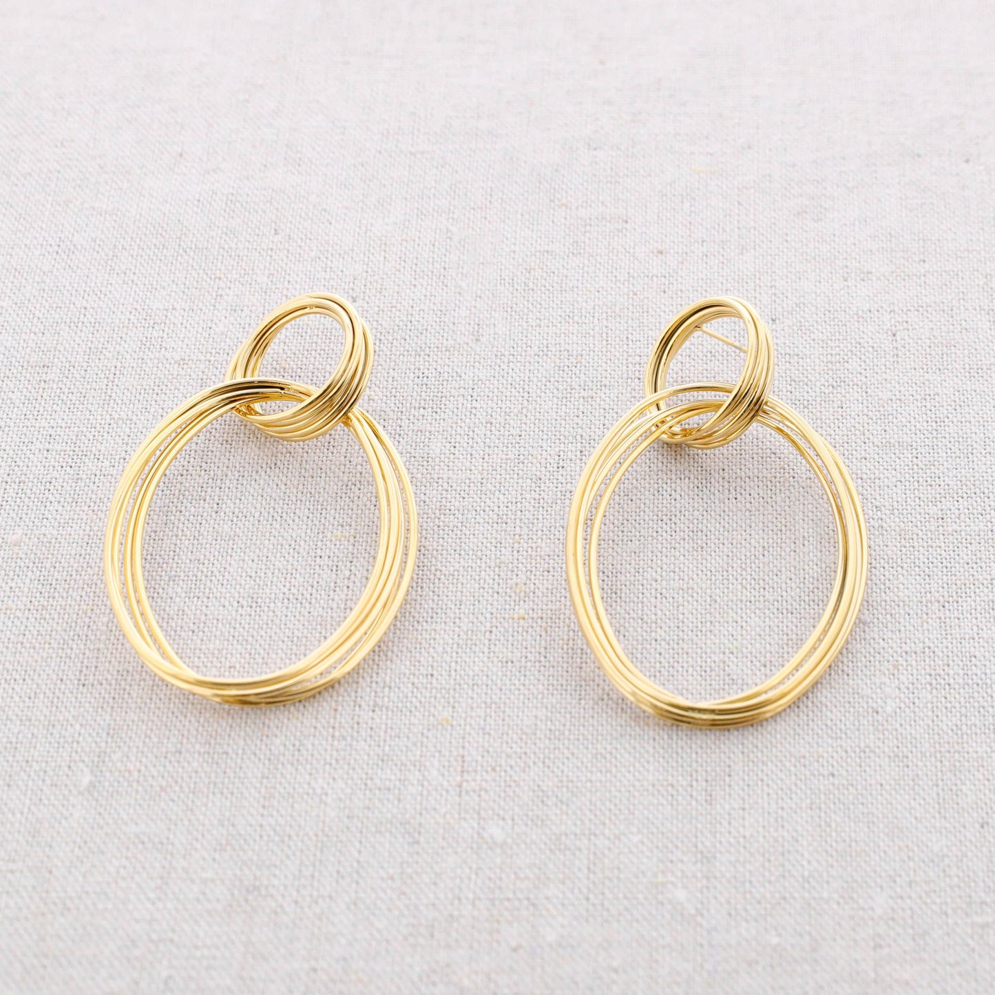 Boucles d'oreilles en acier à double anneau: Or