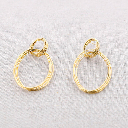 Boucles d'oreilles en acier à double anneau: Or