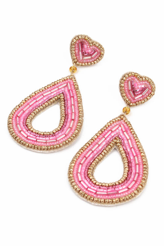 BOUCLES D'OREILLES GOUTTE ROSE EN PERLES - DupontDupont