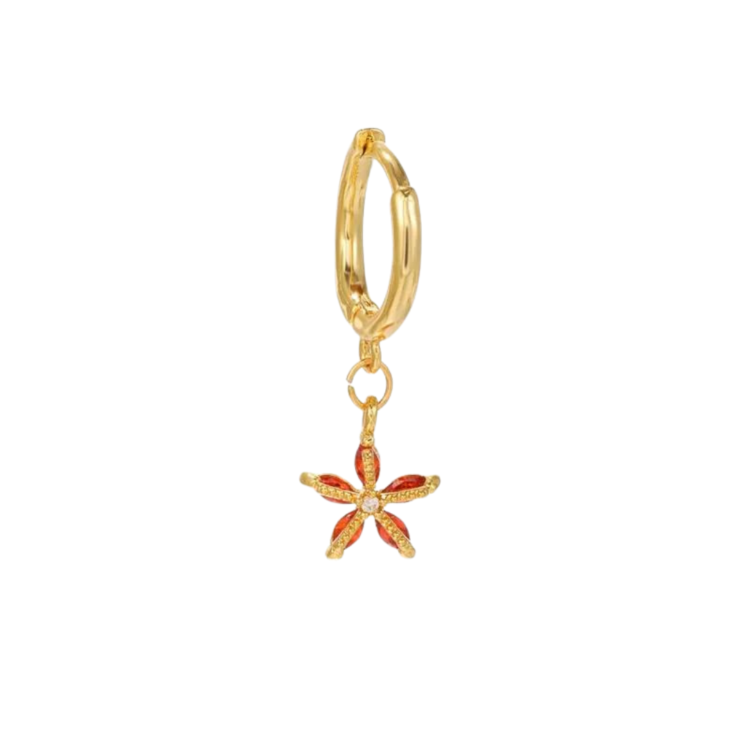 Boucle d’oreille étoile de mer brillante: Rouge / Doré - DupontDupont