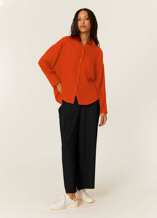 CHEMISE OVERSIZE ECOVERO ROUGE: L