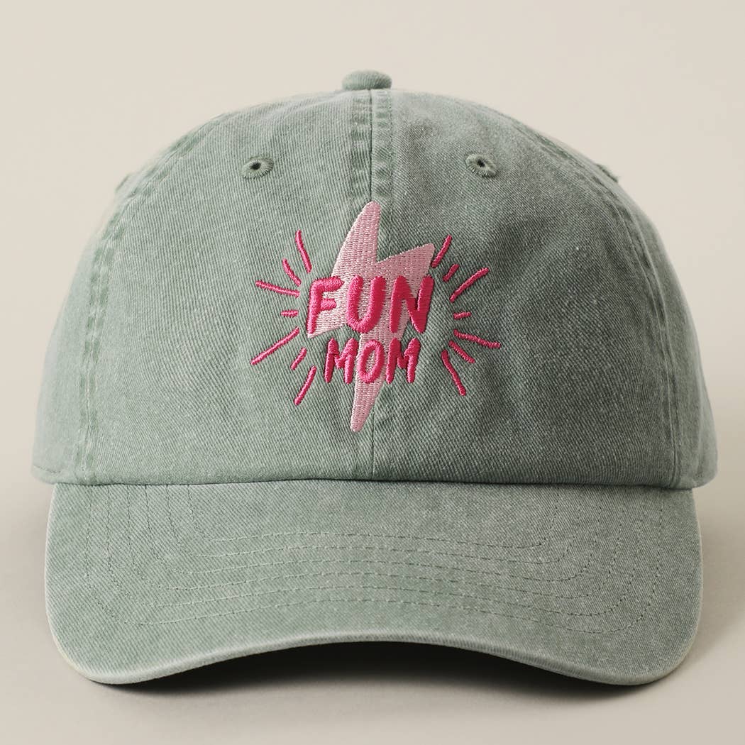 Casquette coton brodée « FUN MOM » Vert