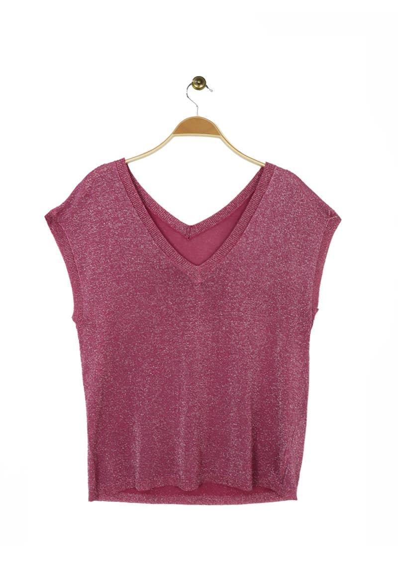 Top en maille Lurex: Rose