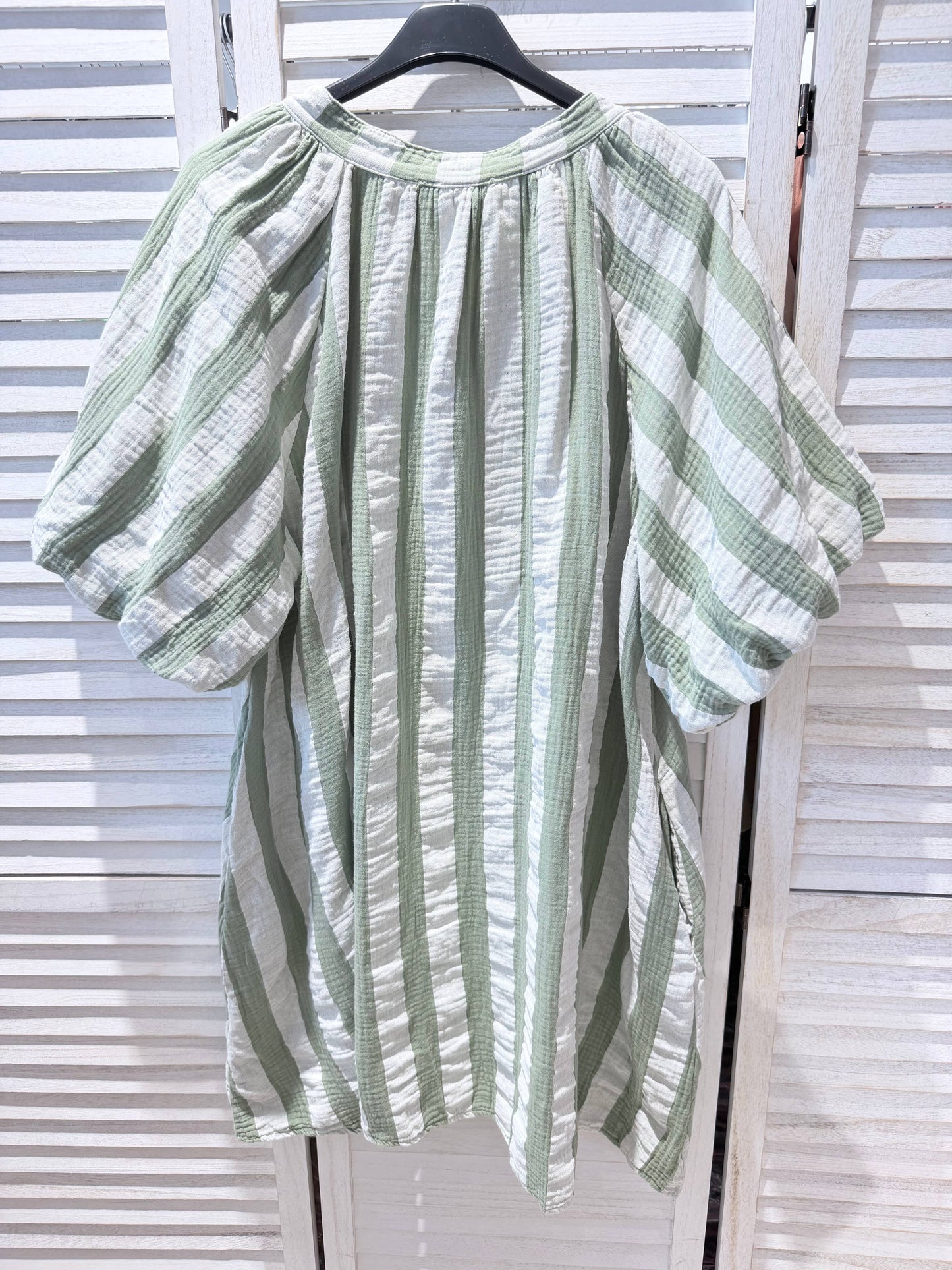 Robe rayée 100% coton: kaki / TU