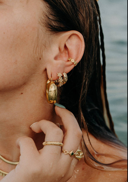 Bague d'oreille / Earcuff Fleur - plaqué or