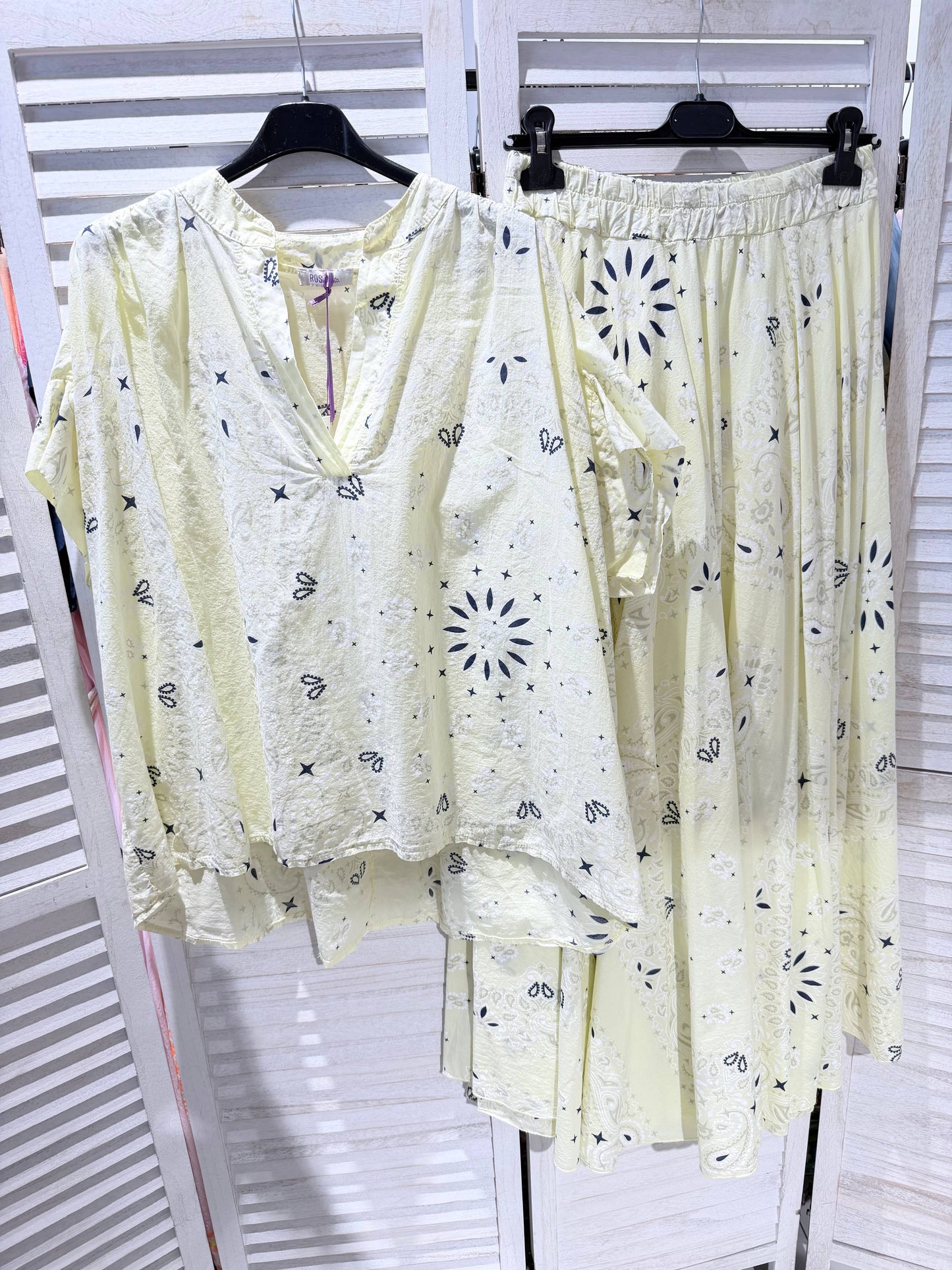 Ensemble imprimé 100% coton: Jaune / TU
