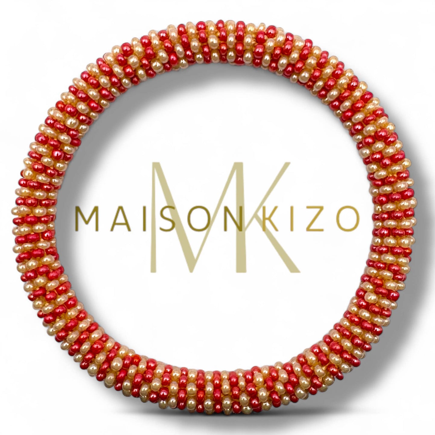 Bracelet népalais Rouge framboise cuivré B49