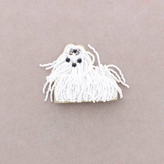 Broche Chien Perles: Blanco