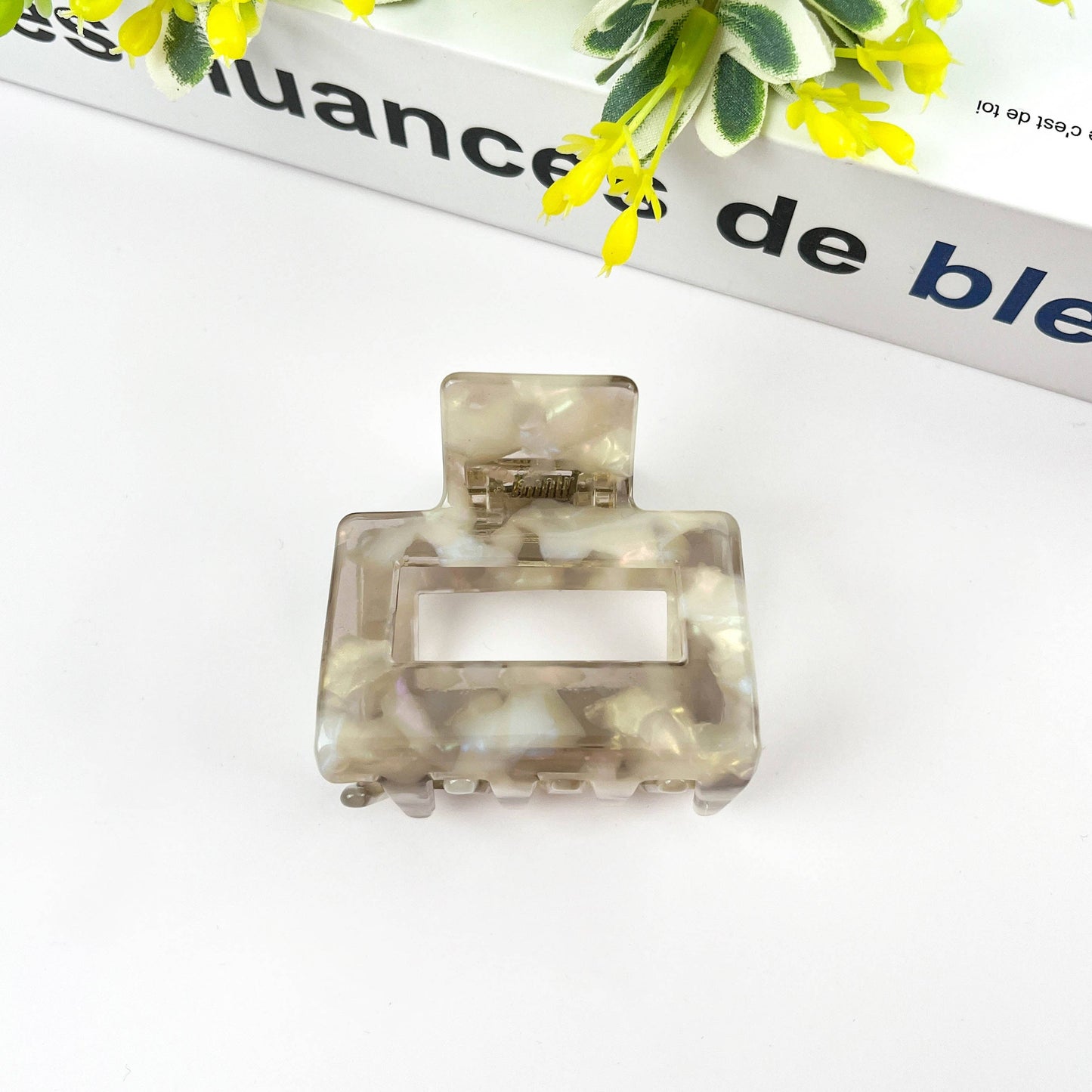 Pince à cheveux carrée en acétate pour printemps et automne: J