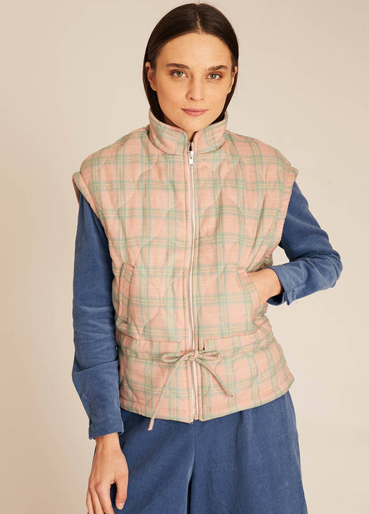 DOUDOUNE SANS MANCHES CARREAUX NUDE