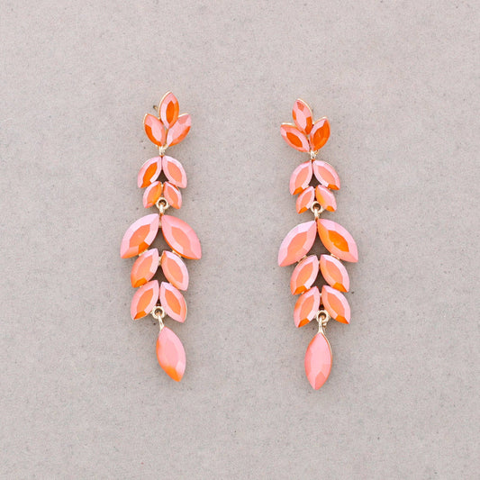 Boucles d'oreilles Feuille pendantes Fuchsia