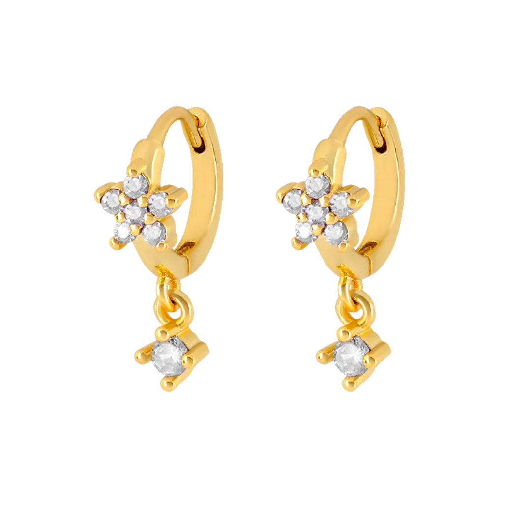 Boucles d'oreilles pendantes fleurs blanches