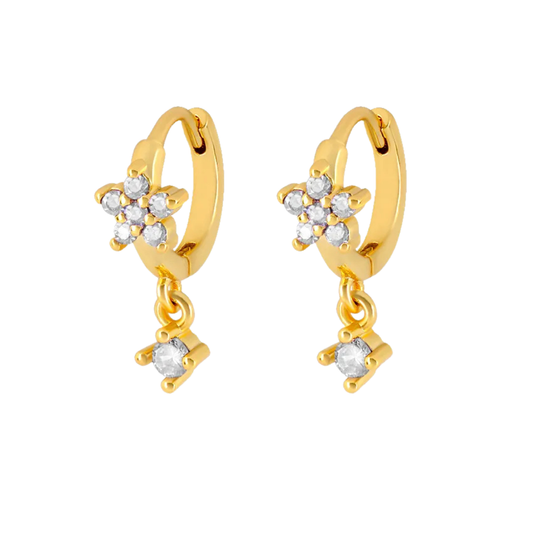 Boucles d'oreilles pendantes fleurs blanches