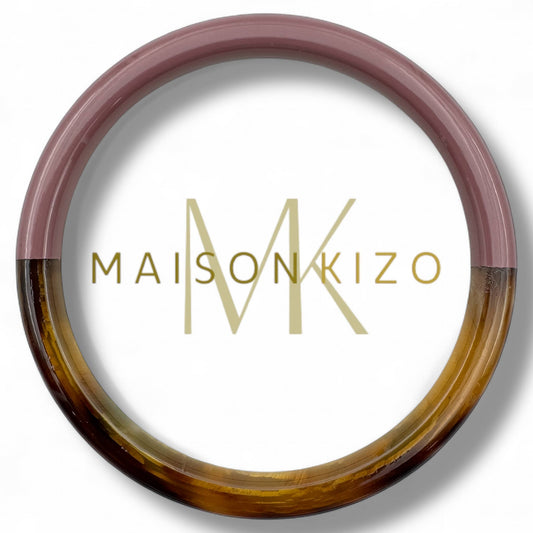 Jonc laqué en corne de buffle Mauve poudré