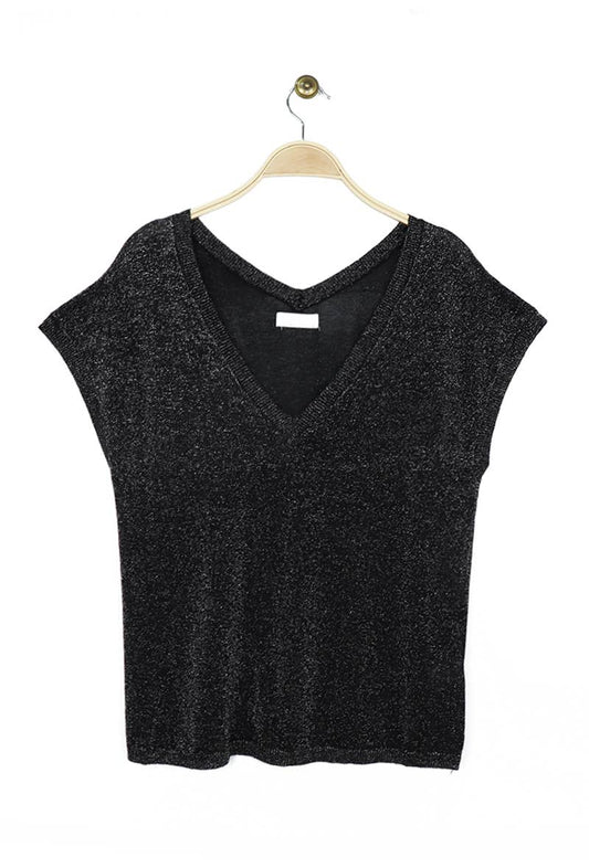 Top en maille Lurex: Noir
