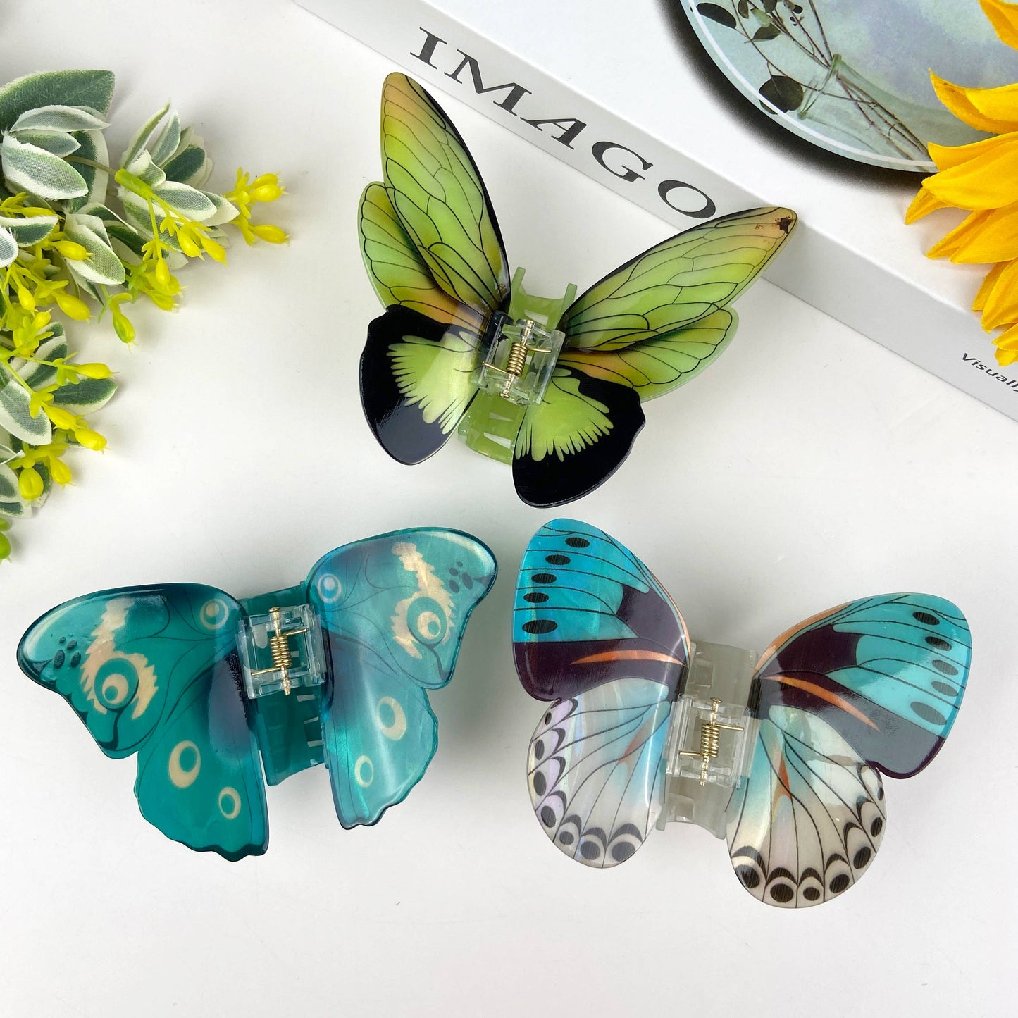 Pinces à cheveux papillon turquoise