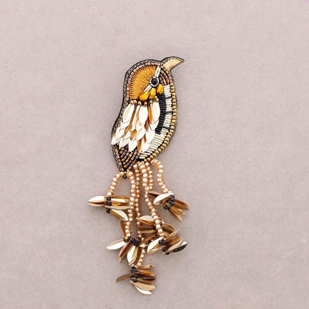 Broche oiseau Vert