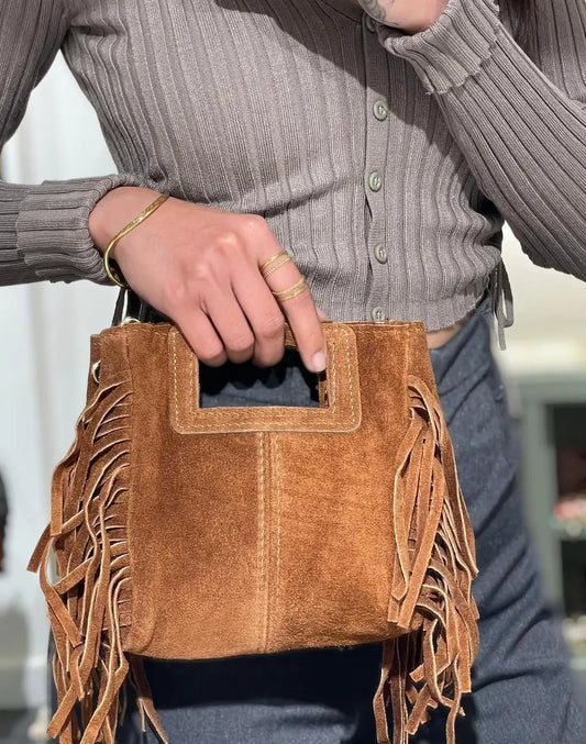 Sac en daim franges Camel