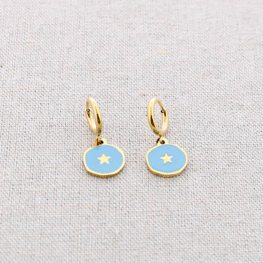 Créoles etoile email Bleu