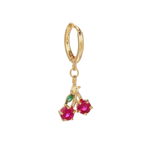 Boucle d’oreille fuchsia cerise sucrée: Rose / Doré - DupontDupont