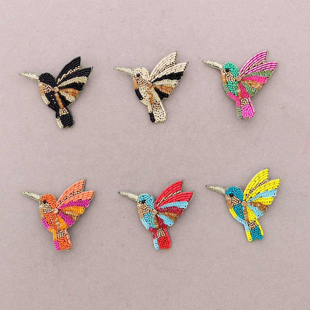 Broche oiseau en perles: Verde