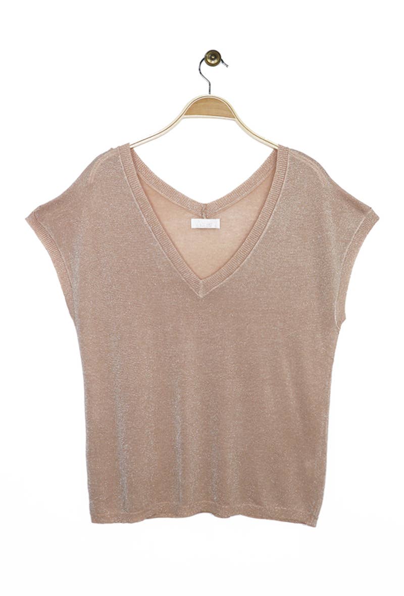 Top en maille Lurex: Noir