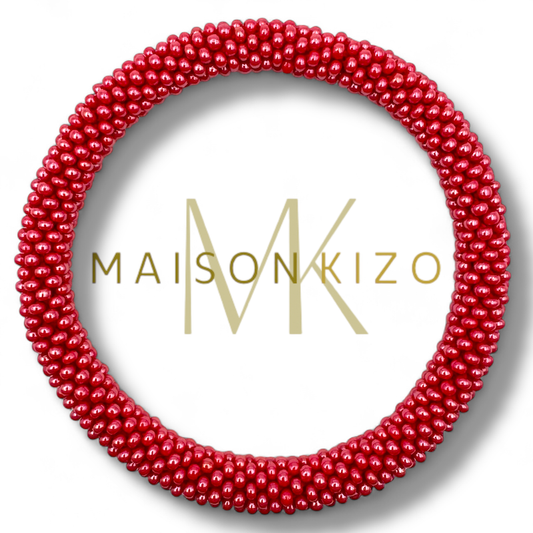 Bracelet népalais Rouge framboise cuivré B49