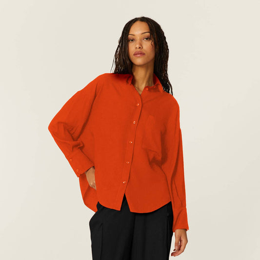 CHEMISE OVERSIZE ECOVERO ROUGE: L