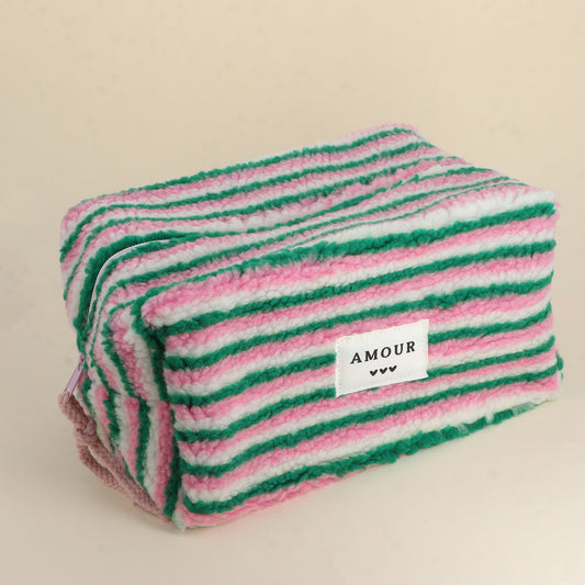 Trousse de toilette Moumoute L vert et rose