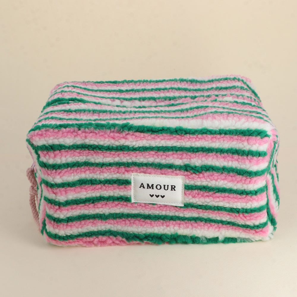 Trousse de toilette Moumoute L vert et rose