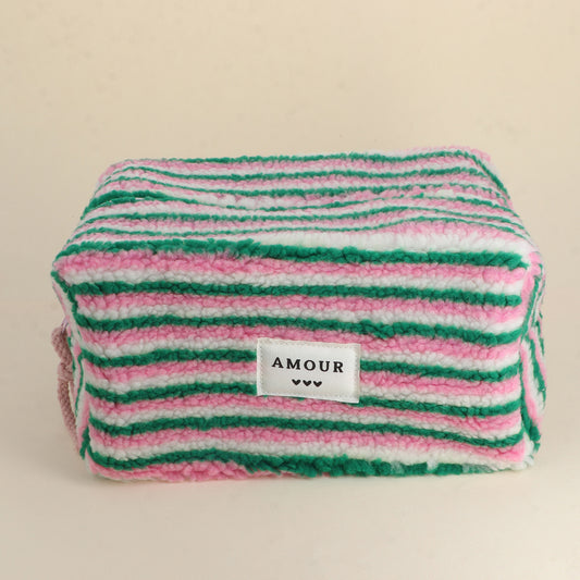 Trousse de toilette Moumoute L vert et rose