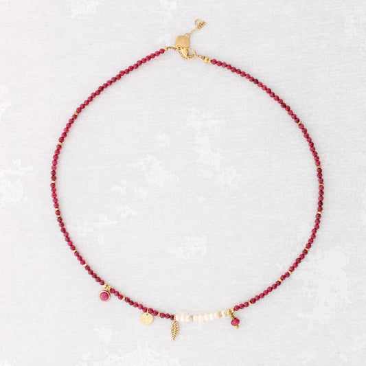 Collier pierre pendentifs grenat