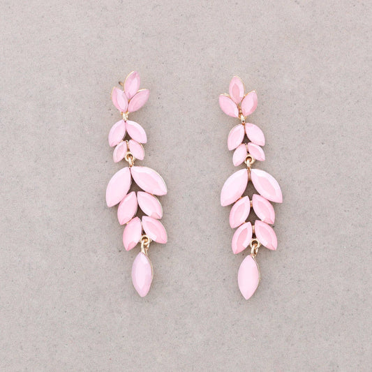 Boucles d'oreilles Feuille pendantes Rose
