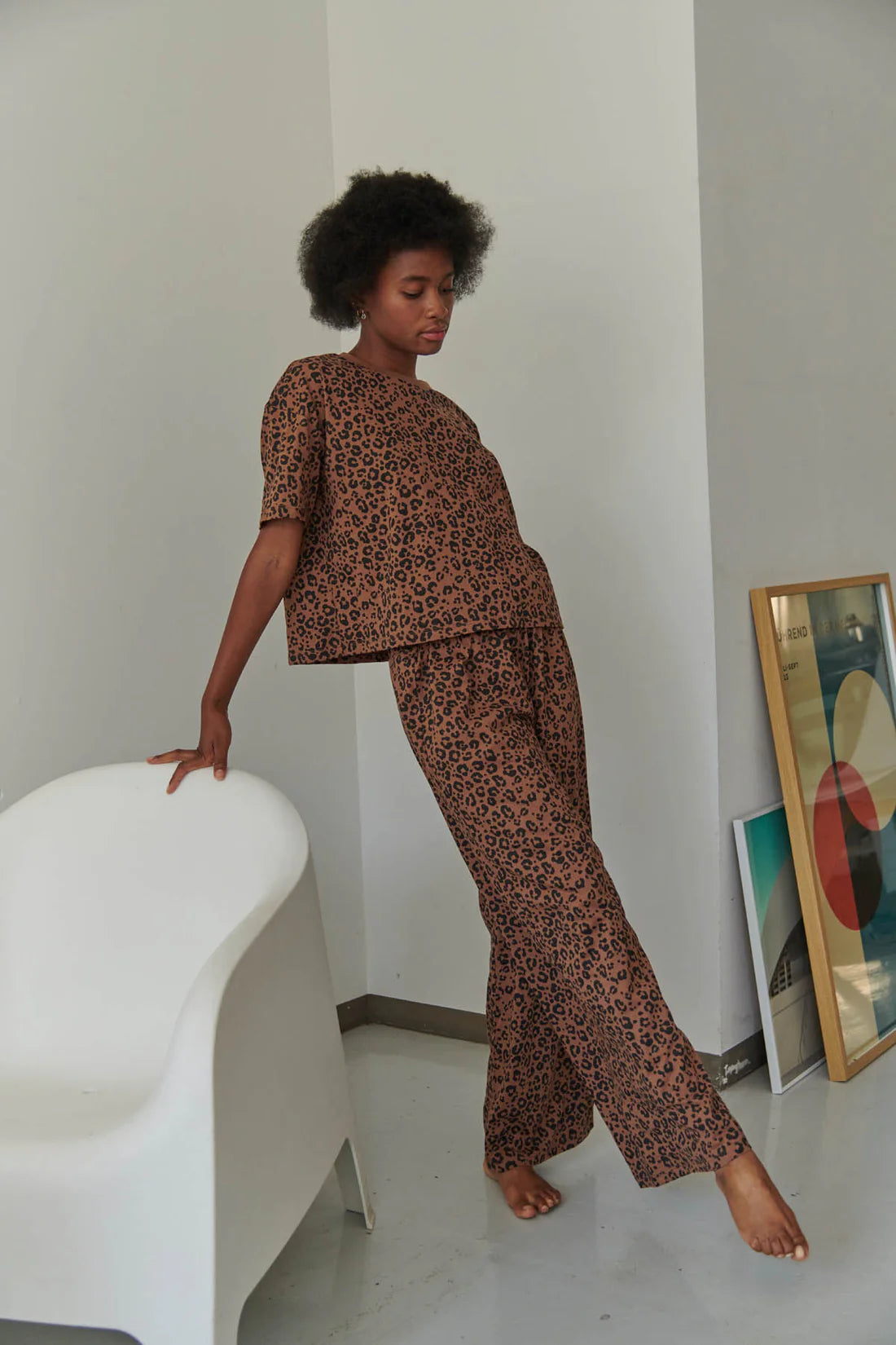Ensemble long Léopard marron