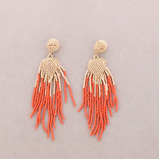Boucles d’oreilles ethniques en perles  Corail - DupontDupont