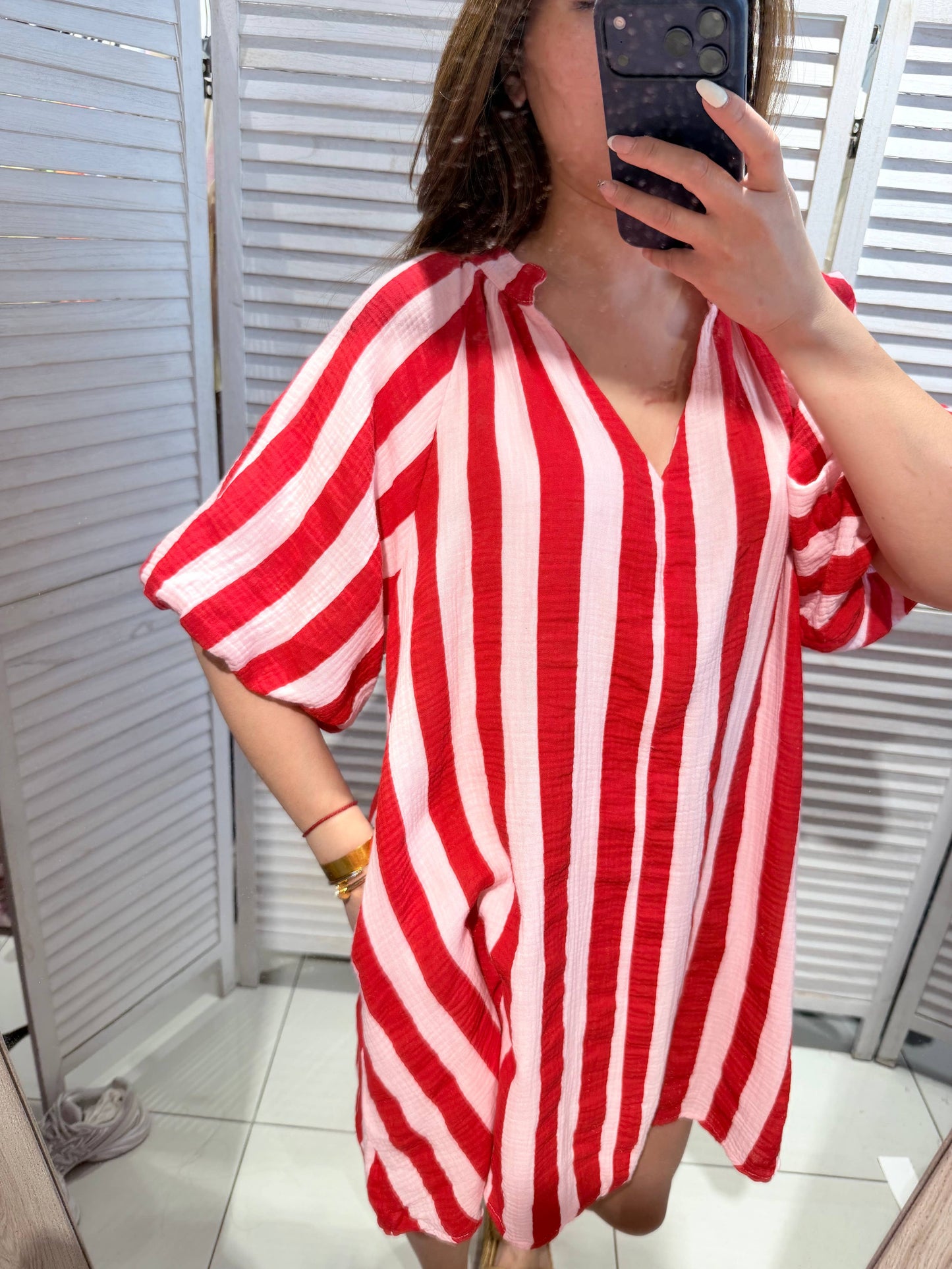 Robe rayée en coton: Rose / TU
