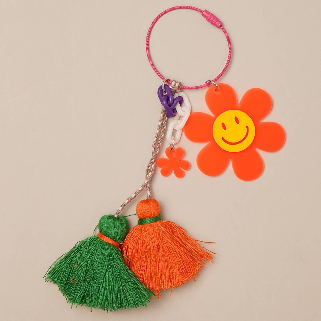 Breloque de sac porte-clés Happy Face