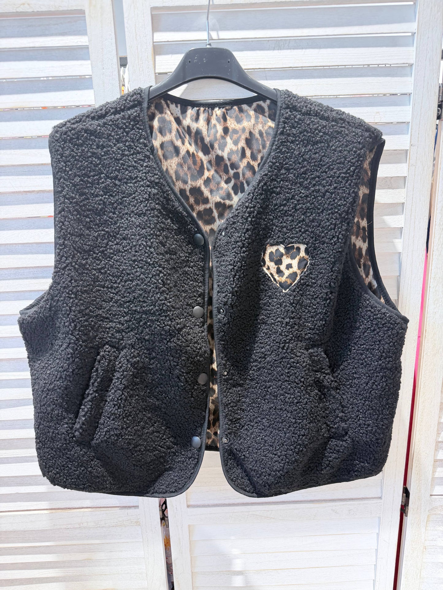 Gilet léopard: Noir / TU