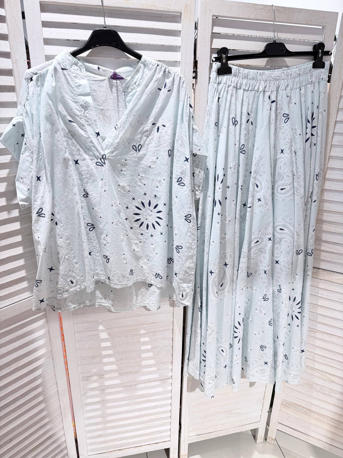 Ensemble imprimé coton femme: Bleu / TU
