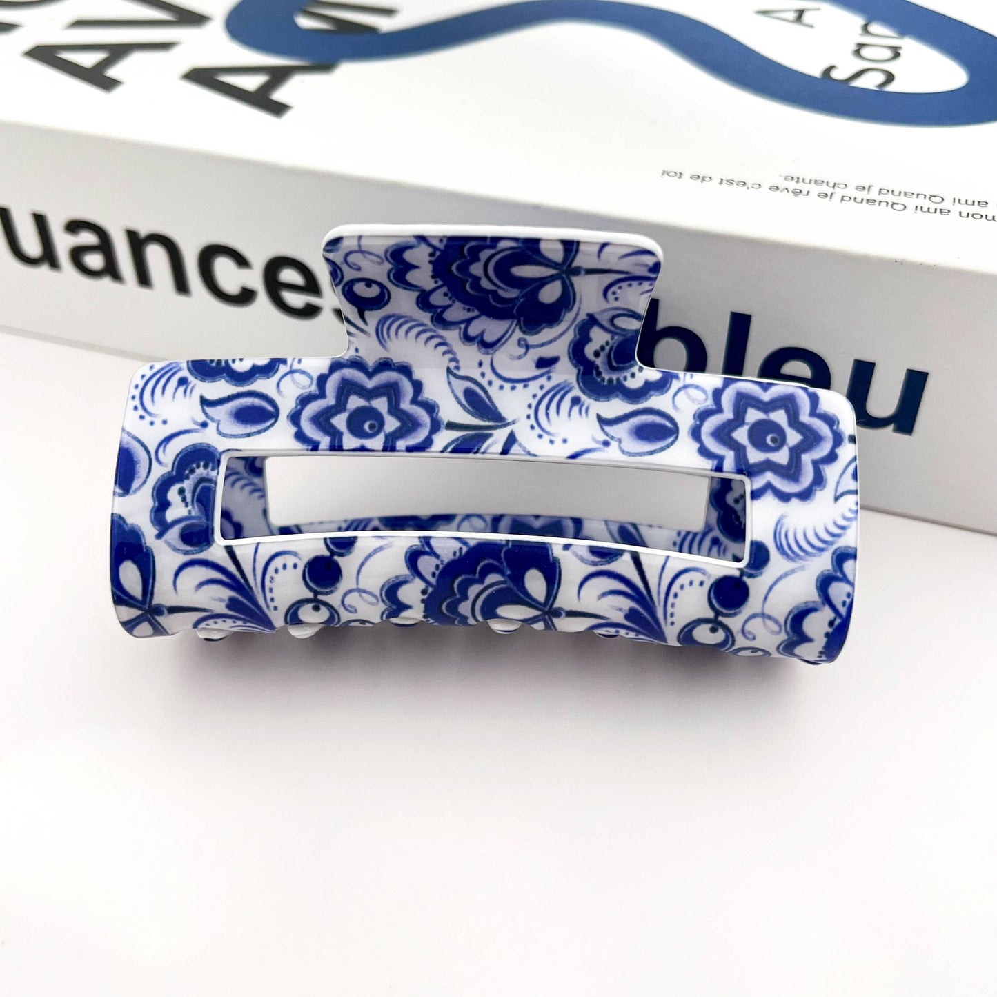 Pince à cheveux porcelaine bleue
