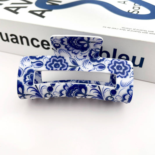 Pince à cheveux porcelaine bleue